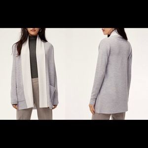 Aritzia Babaton Beekman Soft Grey/White Open Cardigan